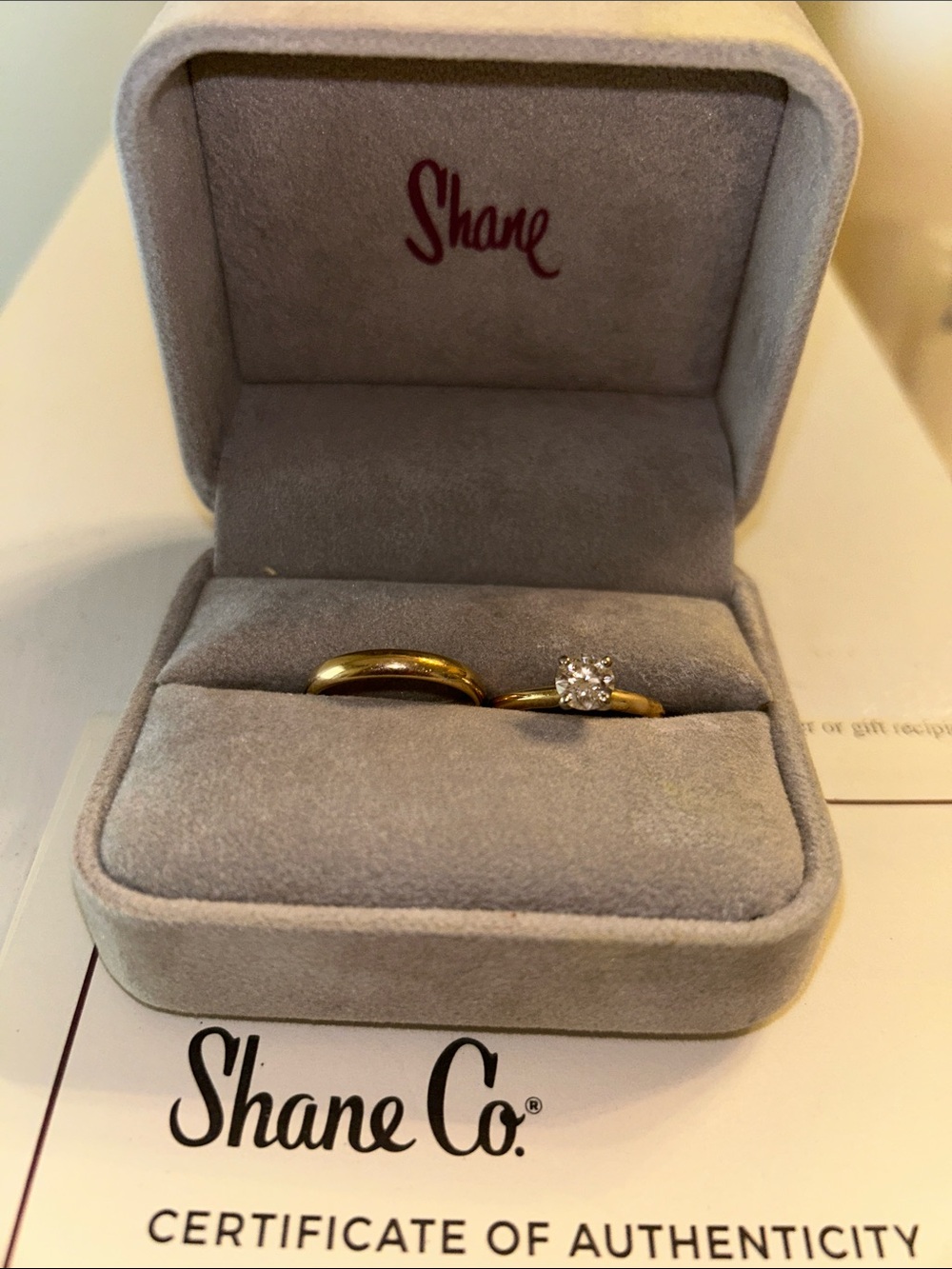 SHAN Gold-Plated Solitaire Ring with Clear Stone